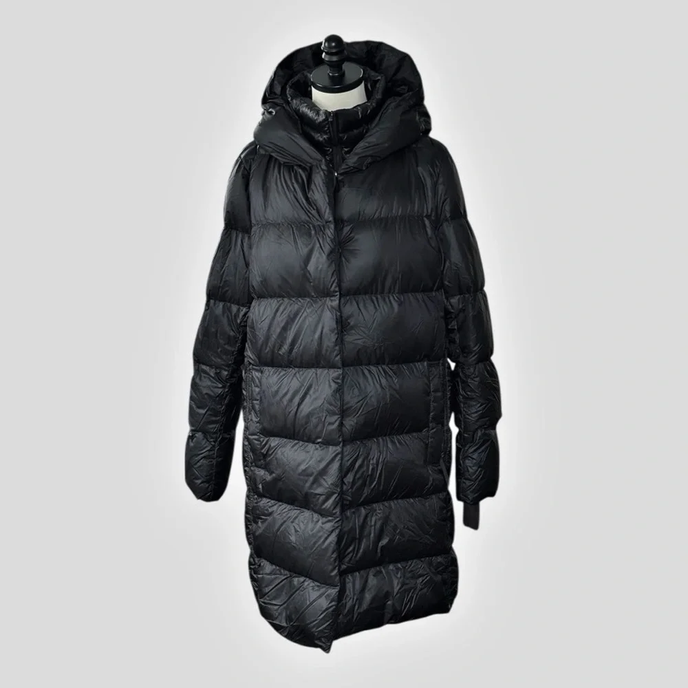 Athleta Lofty Down Long Winter Puffer Coat Black | Large - Picture 2 of 15